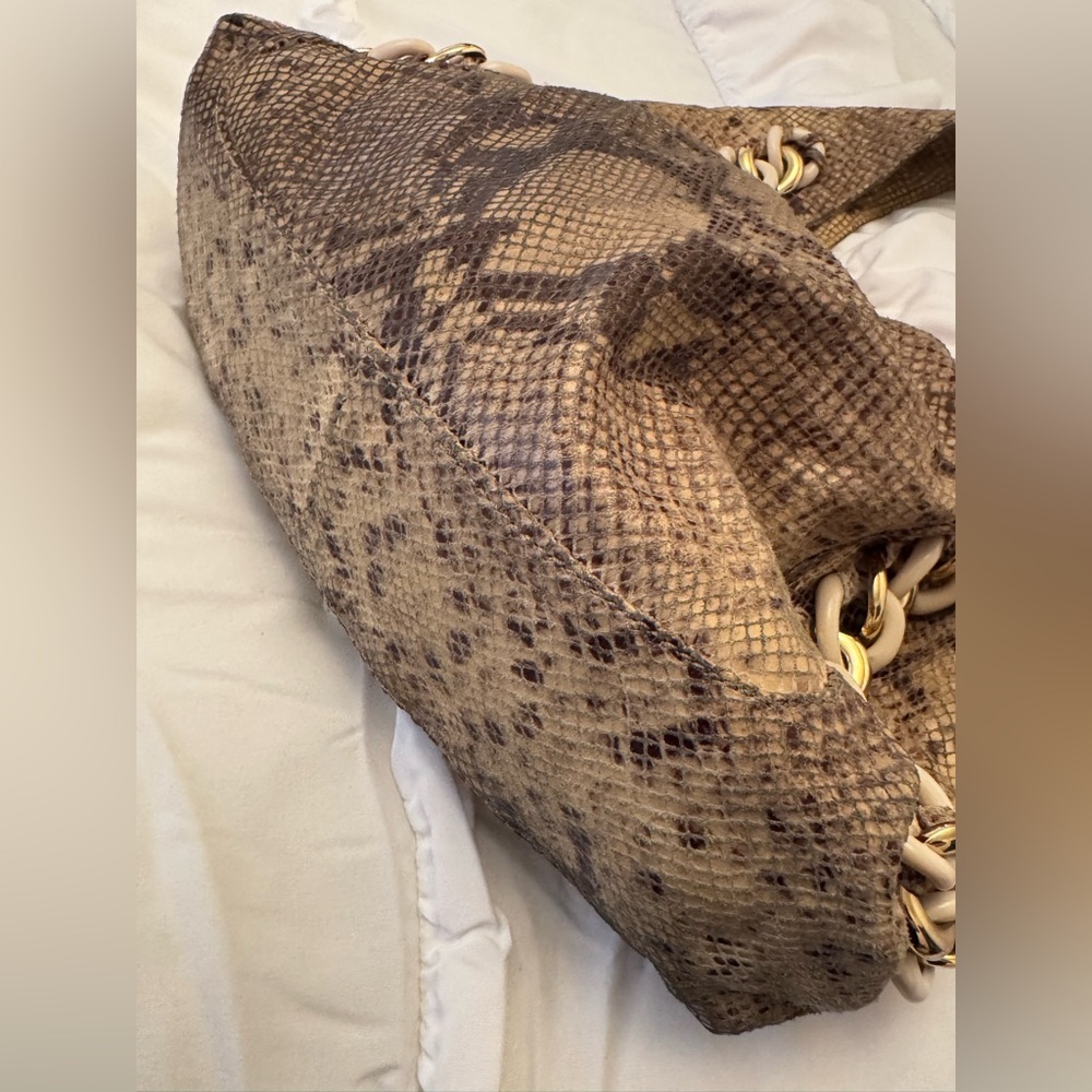 Michael Kors Hobo Python Embossed Leather Chain L… - image 3